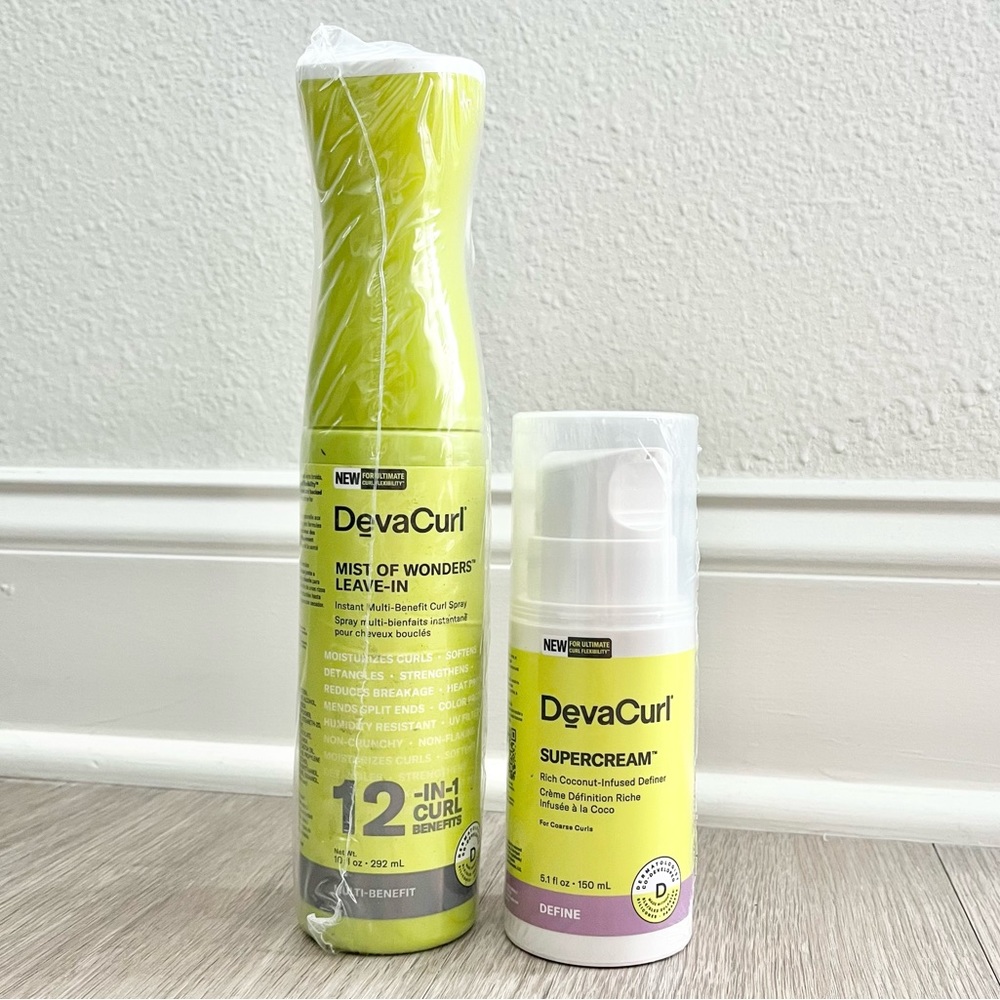 NWT DevaCurl Set Of 2 Mist Of Wonders Leave In Curl Spray & Supercream Definer